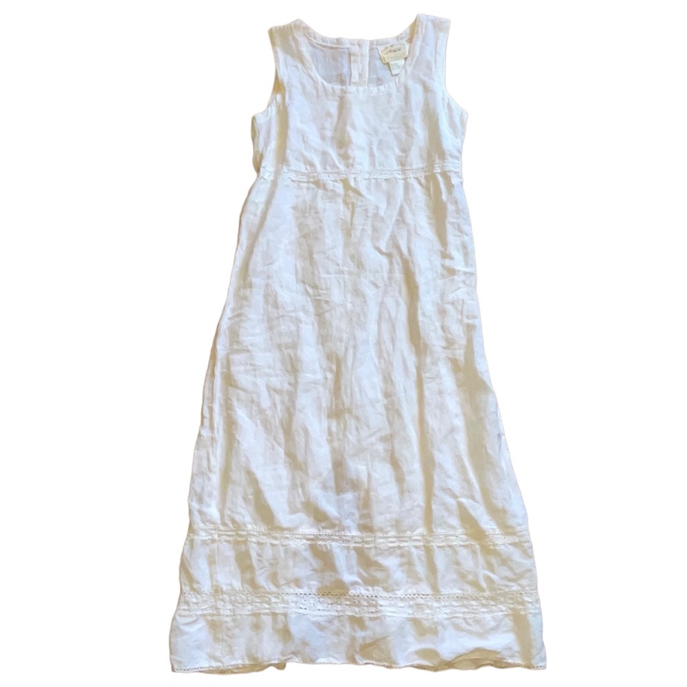 Vintage white linen bridgerton - like tank top maxi dress